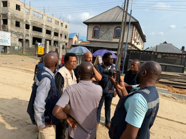 TEAM OF INSPECTORS FROM DELTA MINISTRY OF WORK PROJECT INSPECTION AT UTI ROAD